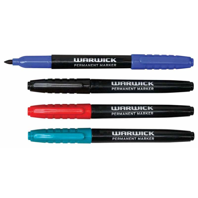 Warwick Marker Fine Tip Permanent Pack 4 Assorted - Cafe Supply