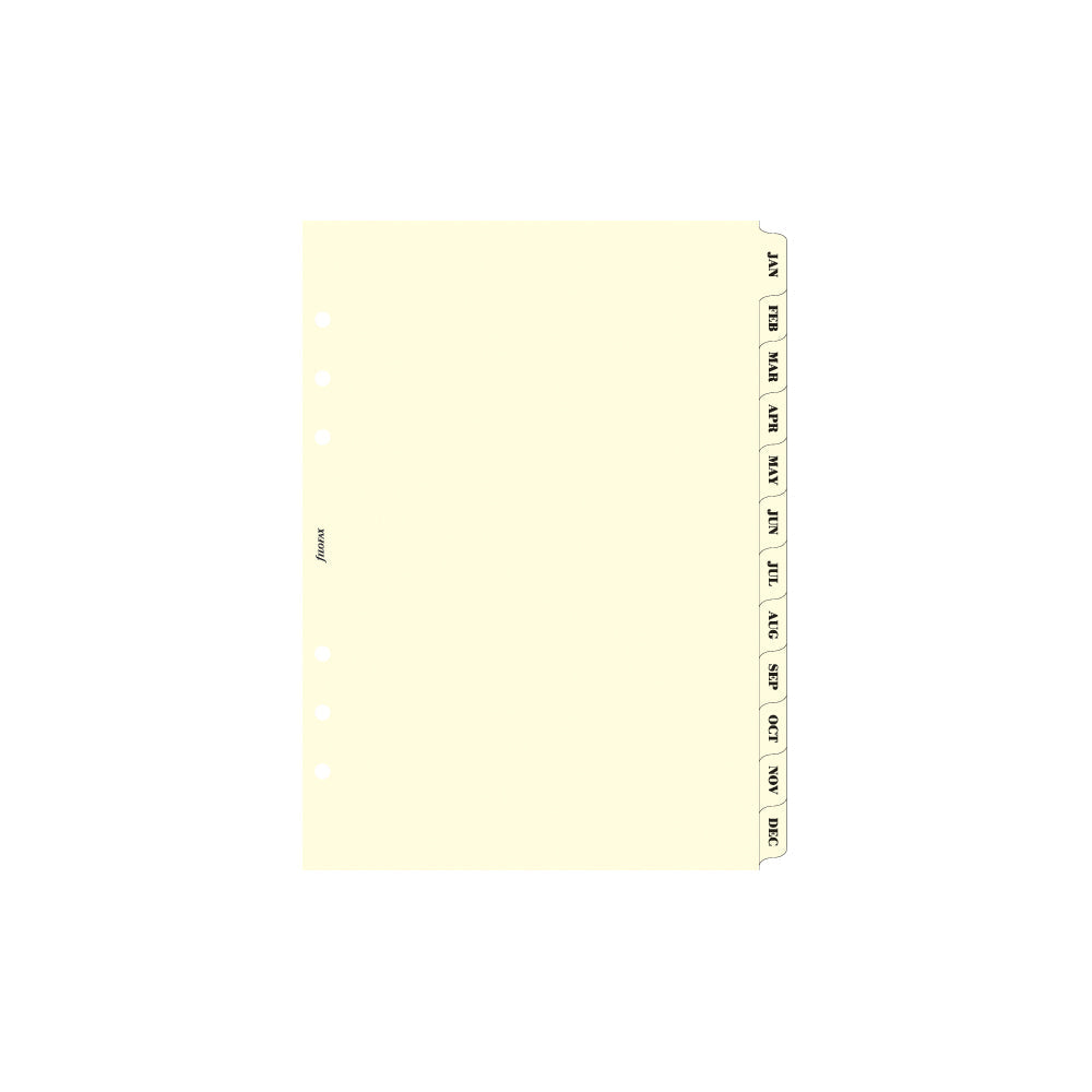 Filofax A5 Cream January-December Index Refill