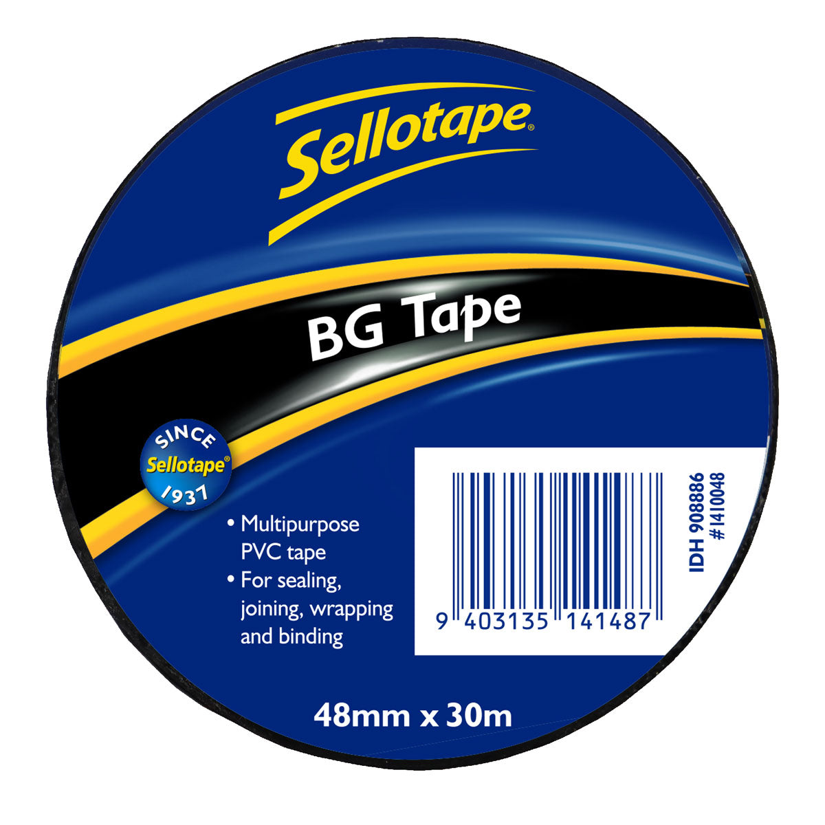 Sellotape 1410 BG Tape Black 48mmx30m