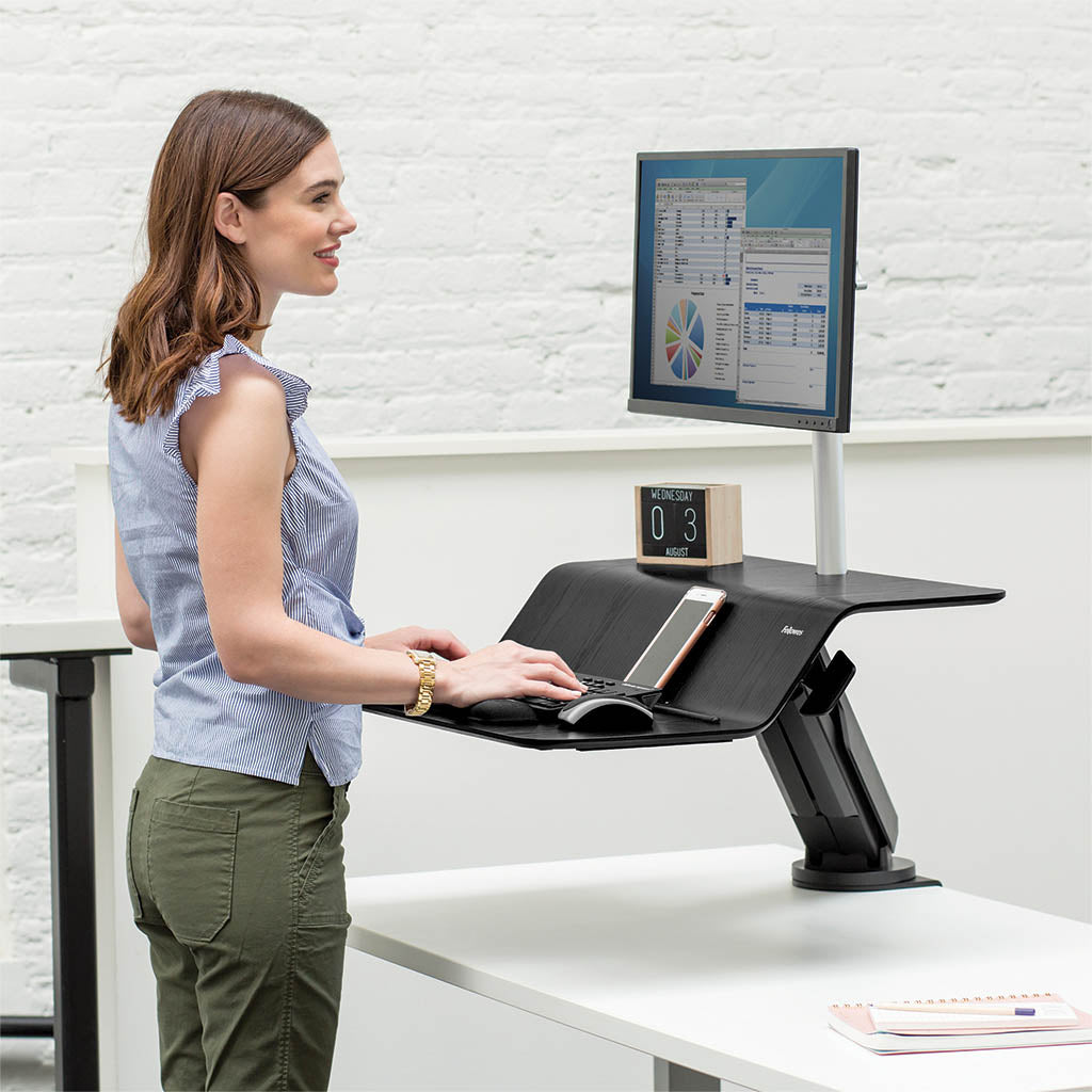 Fellowes Lotus RT Single Monitor Sit Stand Workstation Black