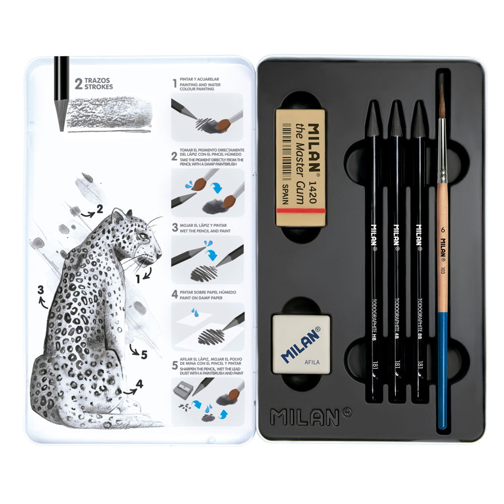 Milan Graphite Pencils Wood Free Water Soluble Set 6 Pieces - Cafe Supply