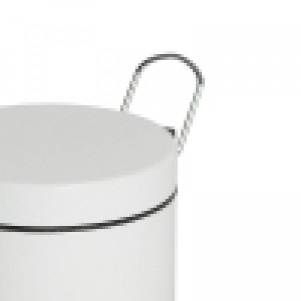 5L White Powder Coated Pedal Bin - Cafe Supply