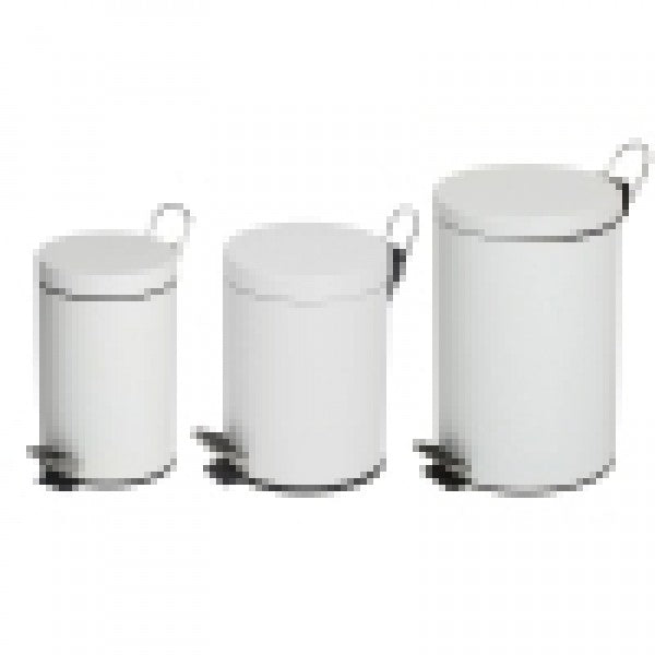 5L White Powder Coated Pedal Bin - Cafe Supply