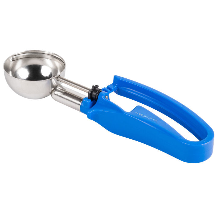2-ounce disher with royal blue squeeze handle