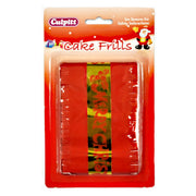 Gold Merry Xmas Cake Frill on Red (914mm , 83mm width) - Cafe Supply