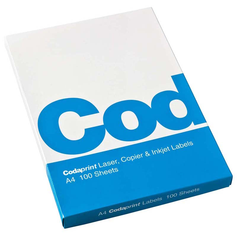 Codafile Label Codaprint 4 Per Sheet Box 100 - Cafe Supply