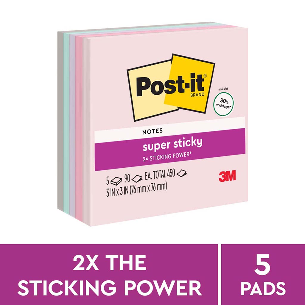 Post-it Rec Super Sticky Notes 654-5SSNRP 76x76mm Wanderlust (Bali), Pack of 5