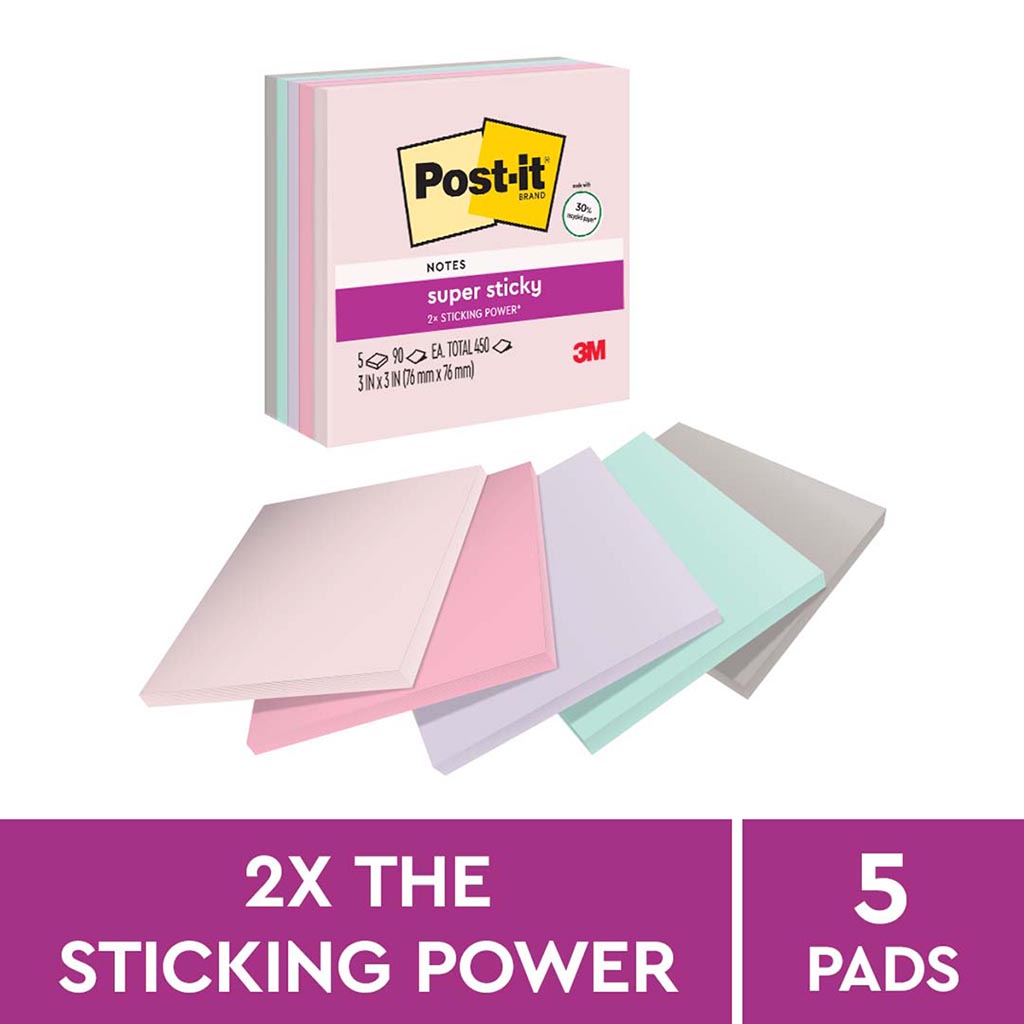 Post-it Rec Super Sticky Notes 654-5SSNRP 76x76mm Wanderlust (Bali), Pack of 5