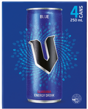 V Blue Guarana Energy Drink 4 x 250ml - Cafe Supply