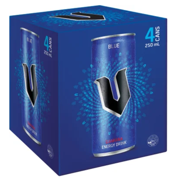 V Blue Guarana Energy Drink 4 x 250ml - Cafe Supply