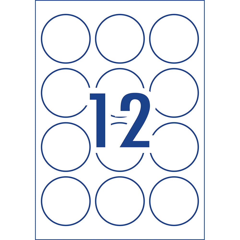 Avery Label L7104REV Round White 60mm 12up 10 Sheets - Cafe Supply