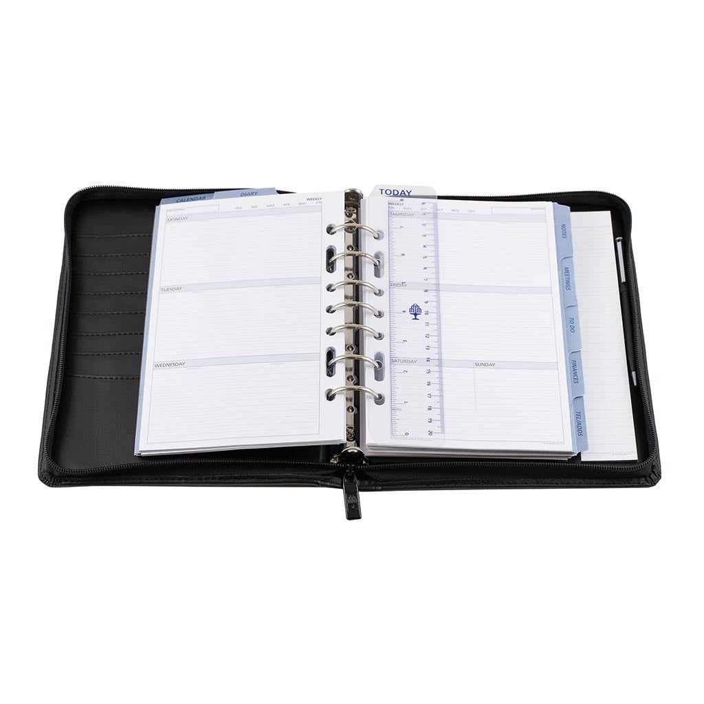 Debden Desk Dayplanner with Zip Closure Black