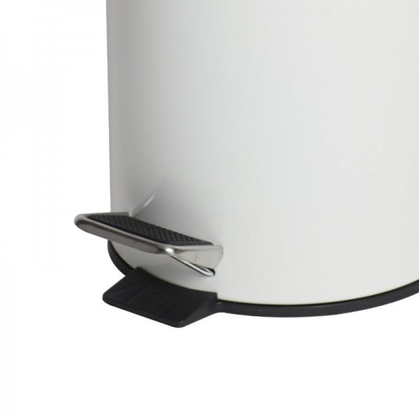 12L White Powder Coated Pedal Bin - Cafe Supply