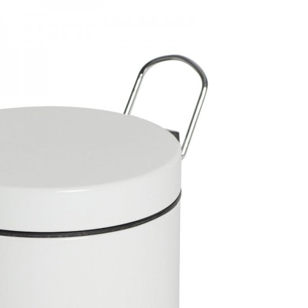 12L White Powder Coated Pedal Bin - Cafe Supply