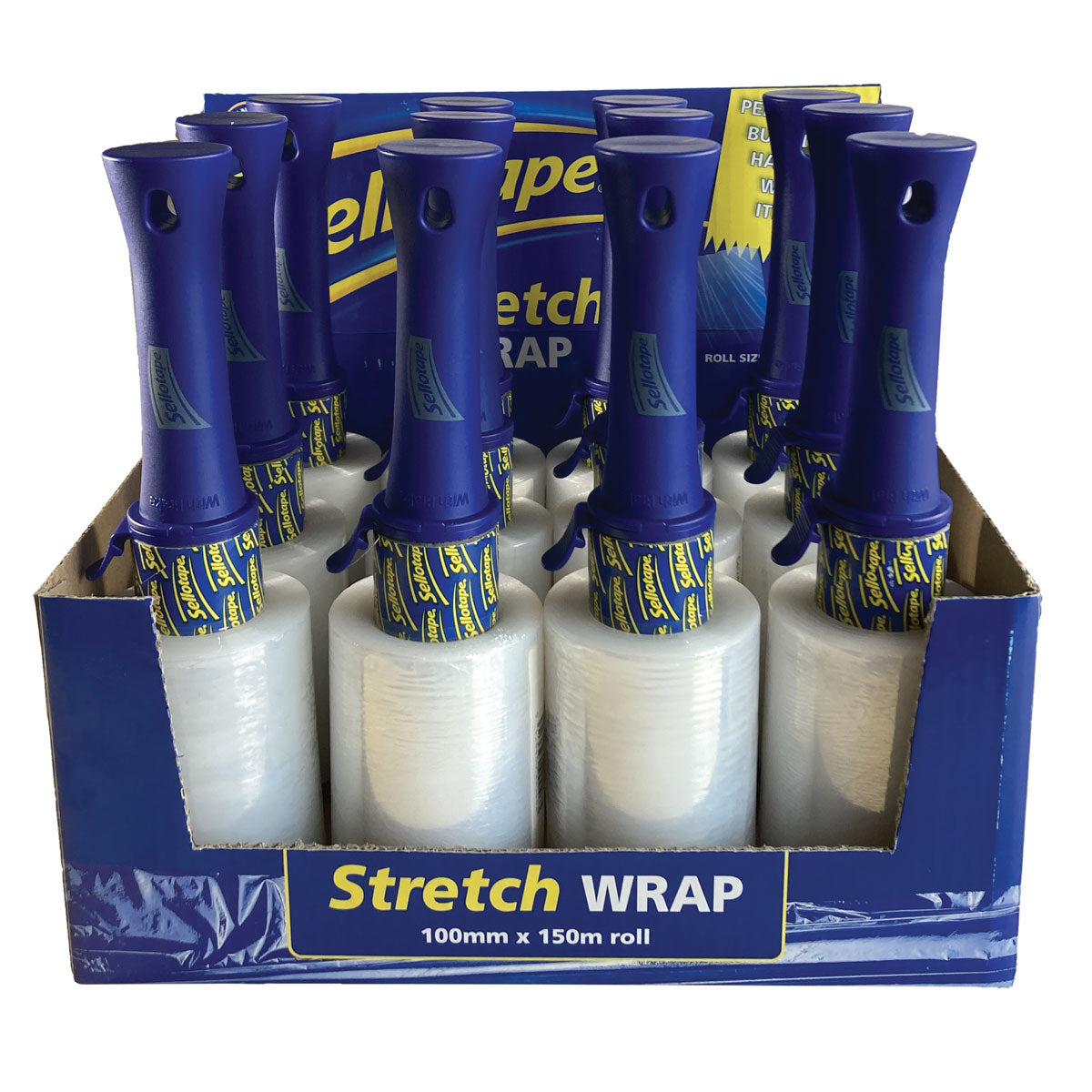 Sellotape Stretch Wrap 100mmx150m on Handle - Cafe Supply