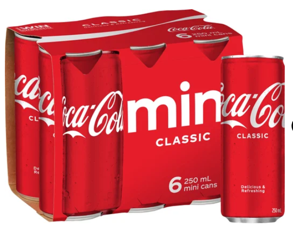 Coca-Cola Soft Drink Mini Cans 6 x 250ml - Cafe Supply