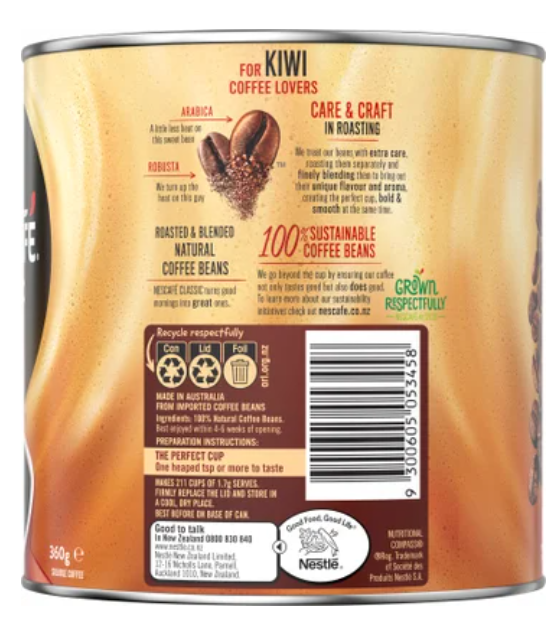 Nescafe Classic Instant Coffee Tin 360g