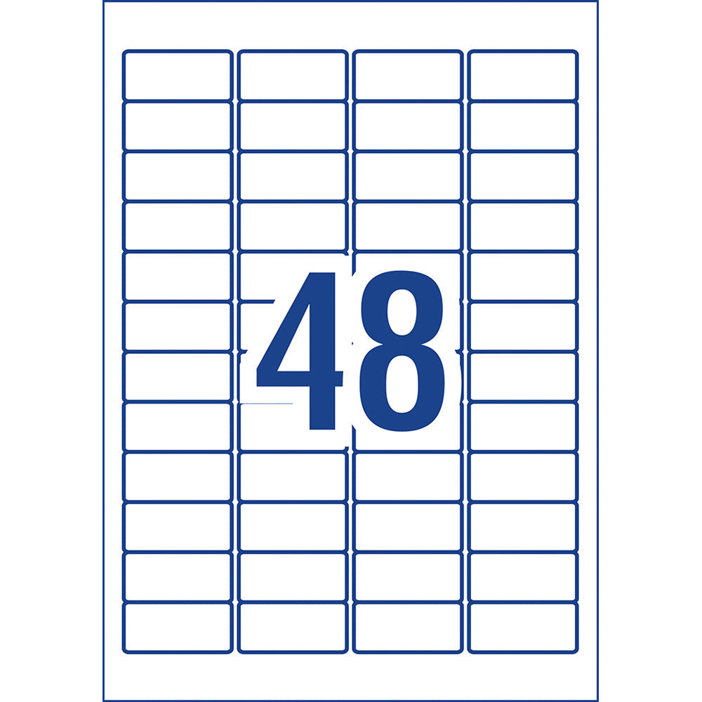 Avery Weather Resistant Removable Label L4778 Laser 45.7x21.2mm White 48up 20 Sheets - Cafe Supply