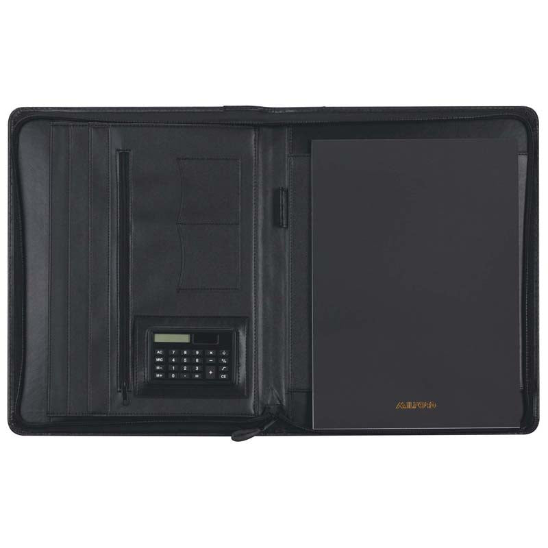 Milford Compendium With Zipper Black PU 340x270 - Cafe Supply