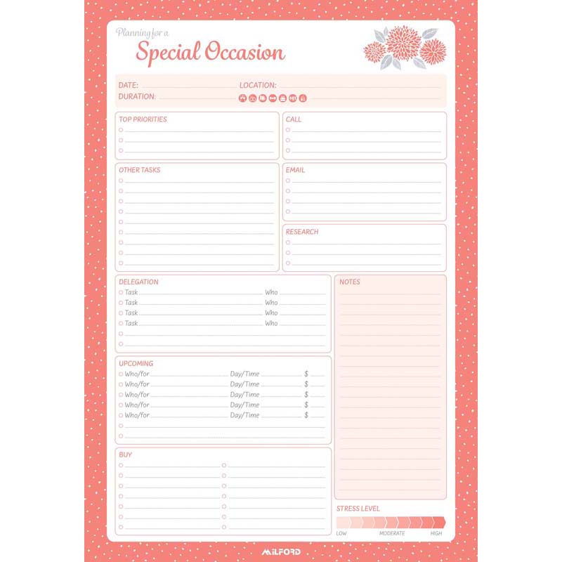 Milford Special Occasion Planner Pad 175x250 60 Leaf - Cafe Supply