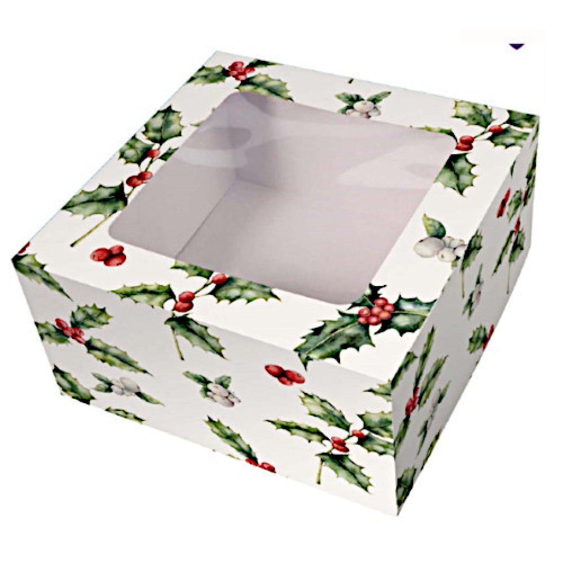 Vintage Christmas Cake Box (Window - 8 x 8 x 4") - Cafe Supply