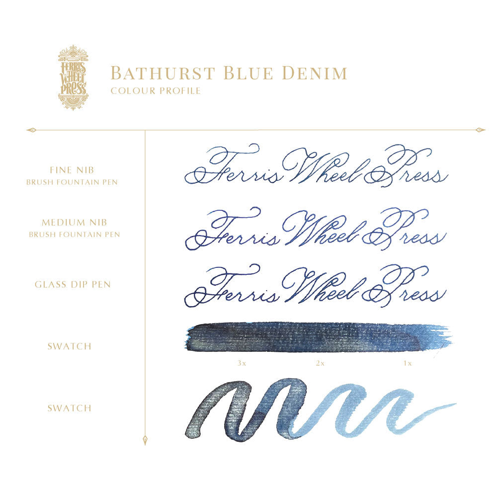 Ferris Wheel Press Fountain Pen Ink Bathurst Blue Denim 38ml