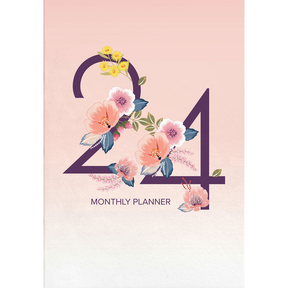 Collins Designer A4 Monthly Planner Floral Numbers Even Year