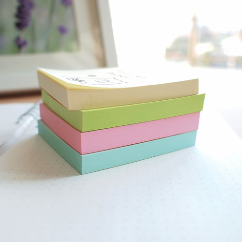 Stick'n Recycled Notes 38x50mm 100 Sheet Assorted Box 12 - Cafe Supply