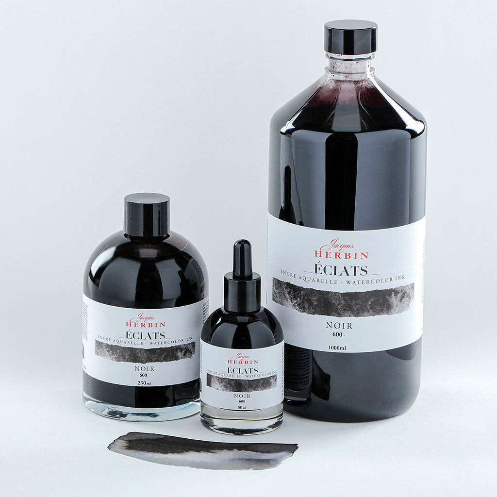 Jacques Herbin Eclats Watercolour Ink 600 Black 250ml