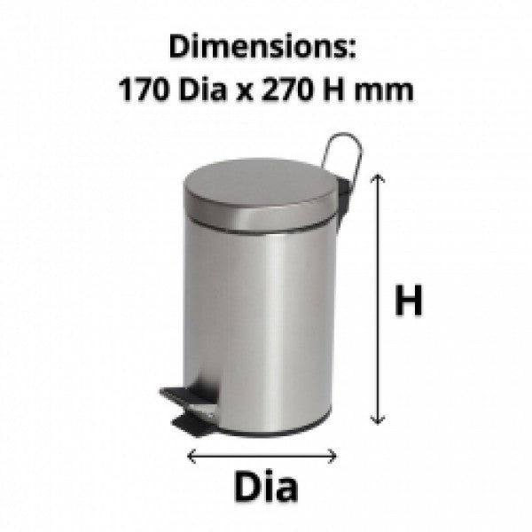3L Round Stainless Steel Pedal Bin - Cafe Supply