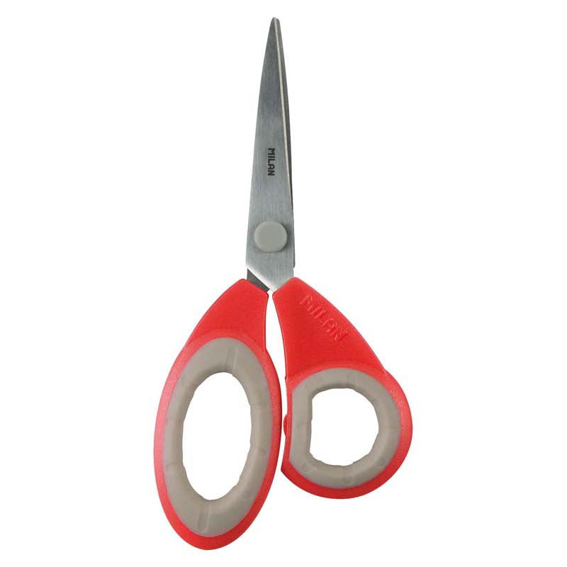 Milan Office Scissors Grey On Red 190mm 7.5 Inch - Cafe Supply