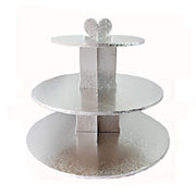 Cupcake Silver Stand, 3 Tier, 36cm base, 33cm high - Cafe Supply