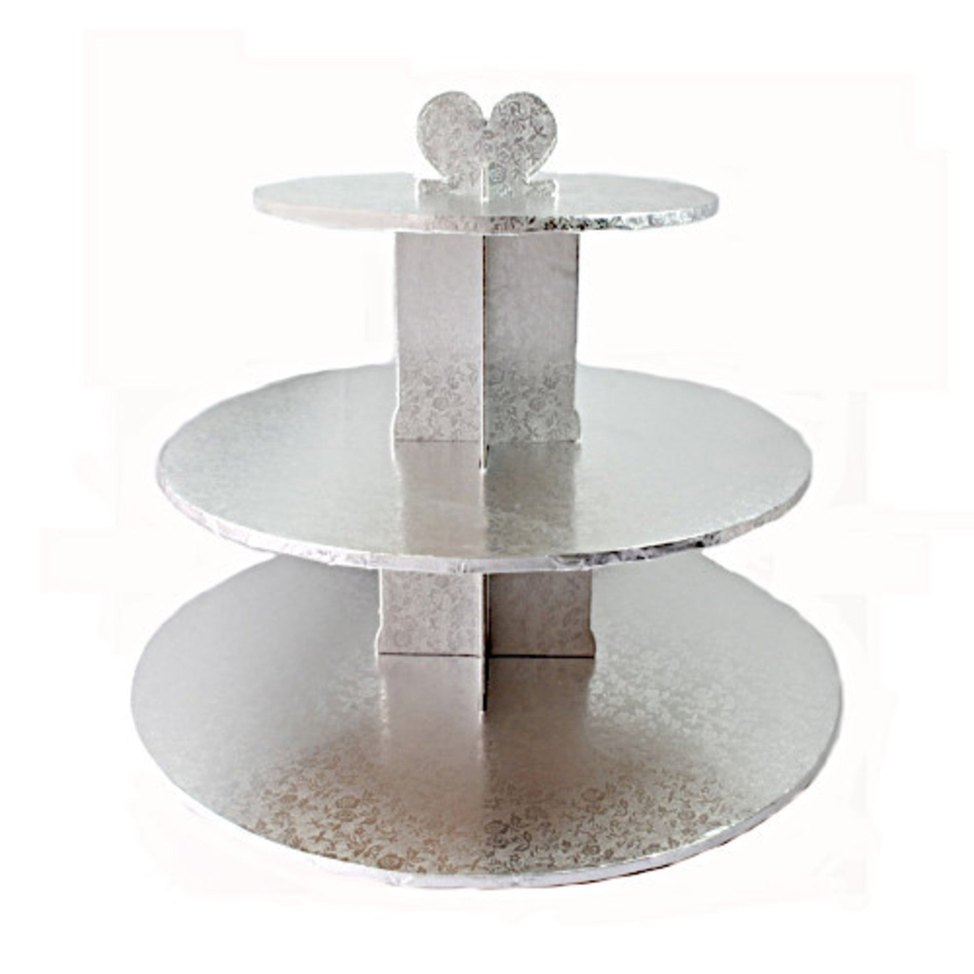 Cupcake Silver Stand, 3 Tier, 36cm base, 33cm high - Cafe Supply