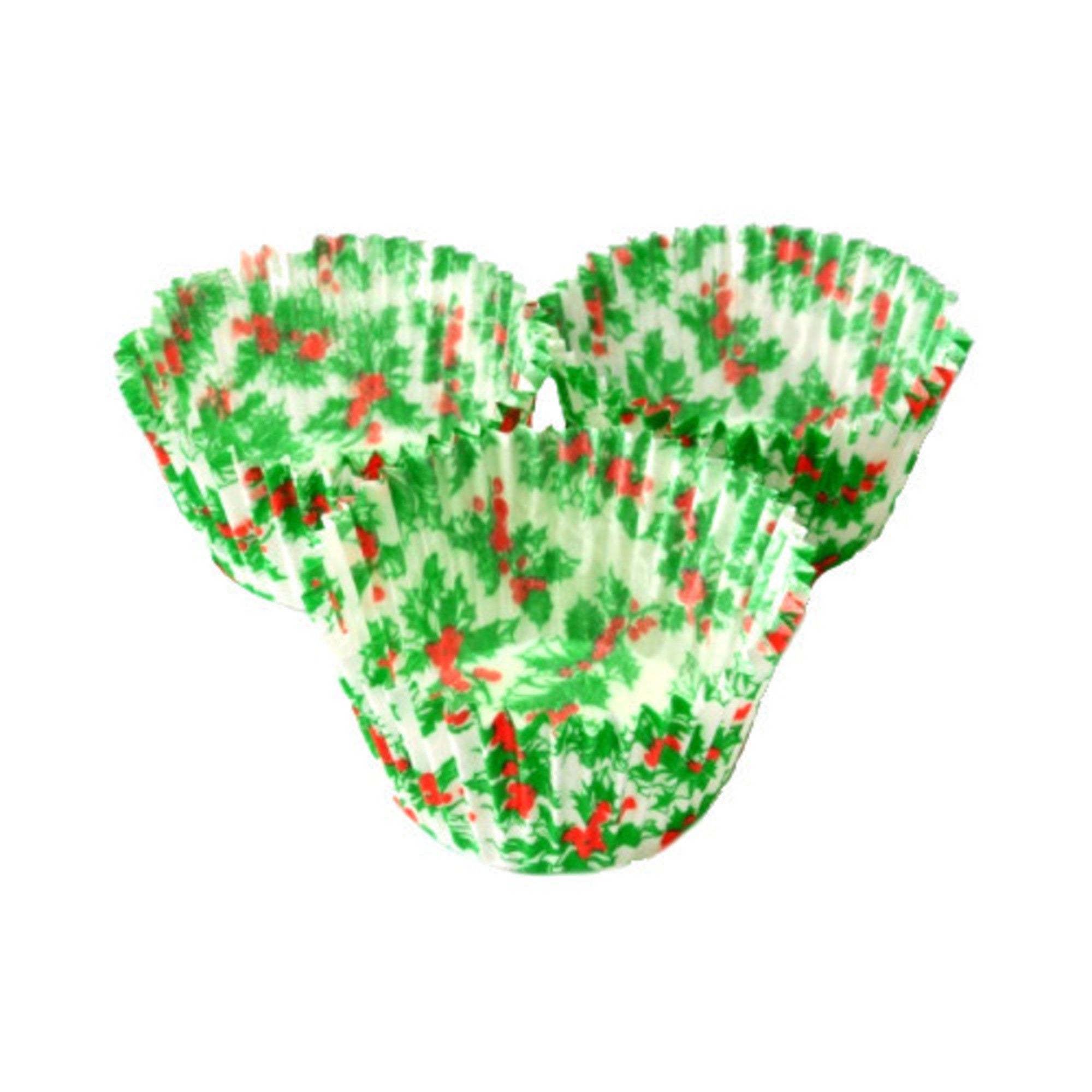 Cupcake Paper Cases Holly 44x30mm - Cafe Supply