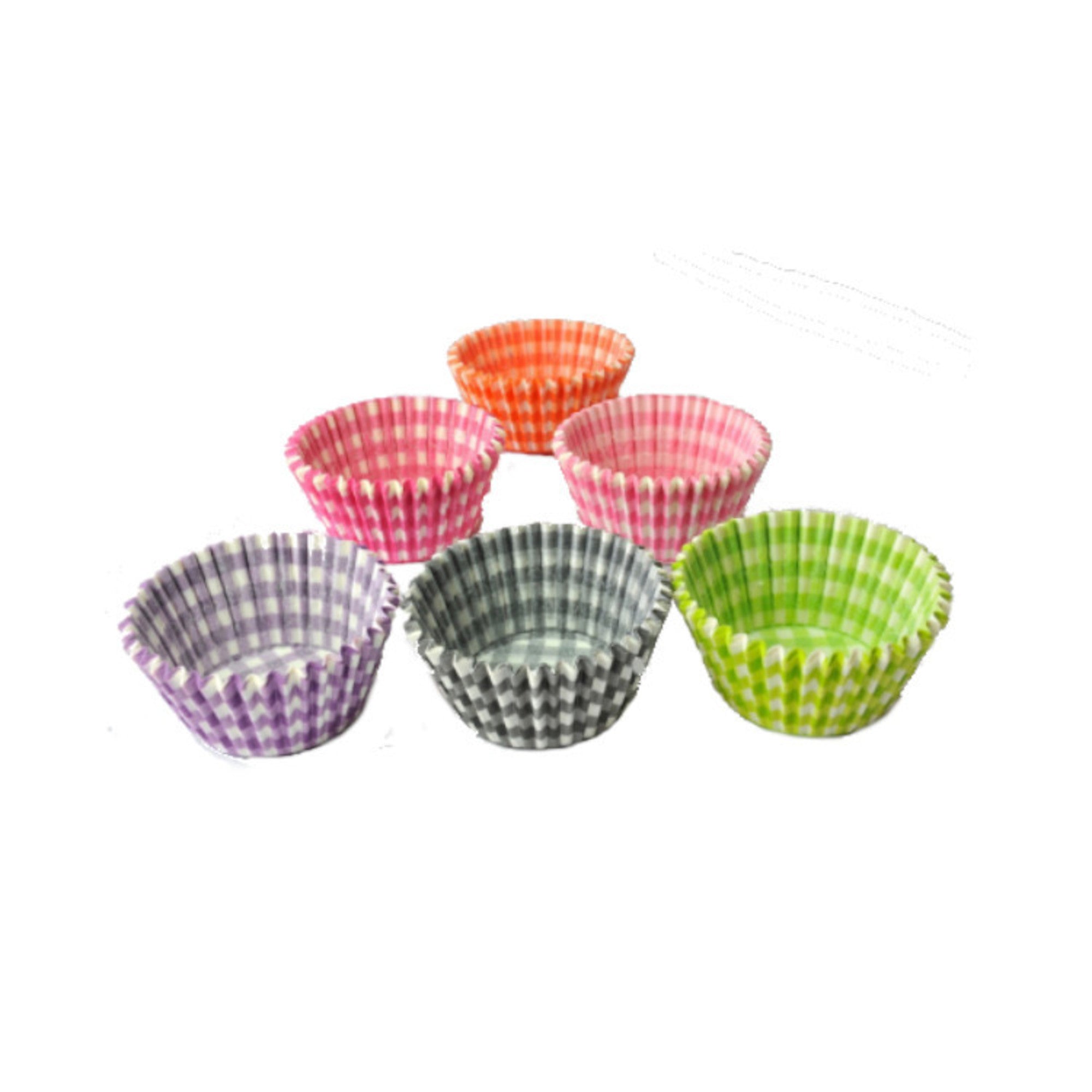 Large Muffin Paper Cases Gingham Assorted 55x36mm (500) - Cafe Supply