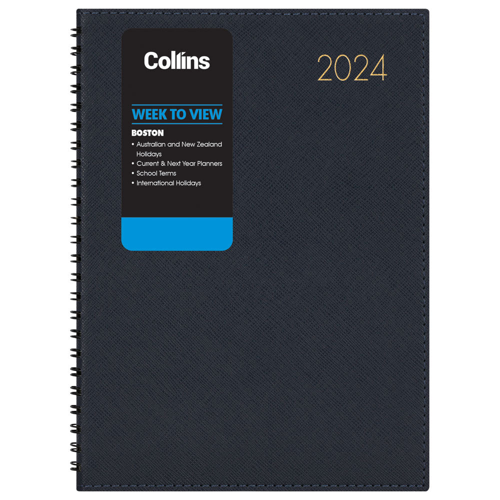 Collins Boston A53 Week To View Diary Navy Wiro Even Year