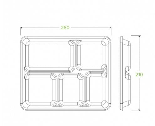 5-COMPARTMENT BIOCANE TRAY - Cafe Supply