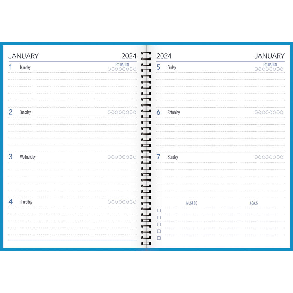 Collins Fascinate A53 Week To View Diary Sky Blue Wiro Even Year