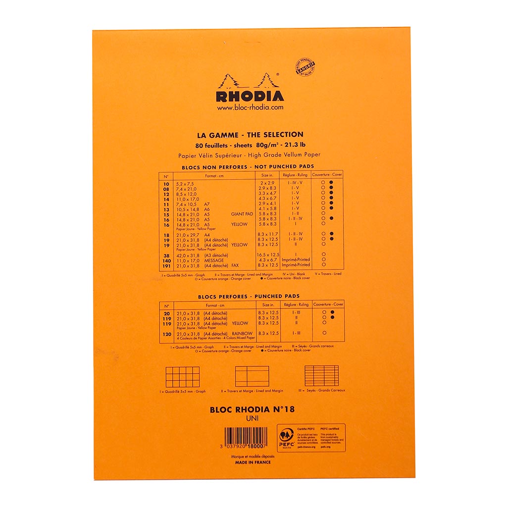 Rhodia Bloc Pad No. 18 A4 Blank Orange