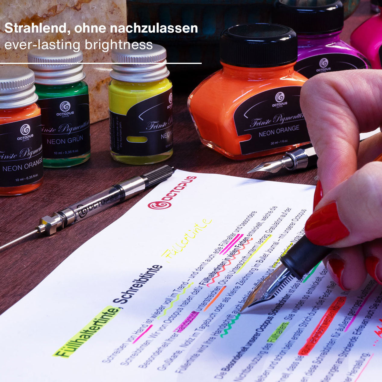 Octopus Fluids Highlighter Ink Fluorescent Neon Red (Rot) 30ml