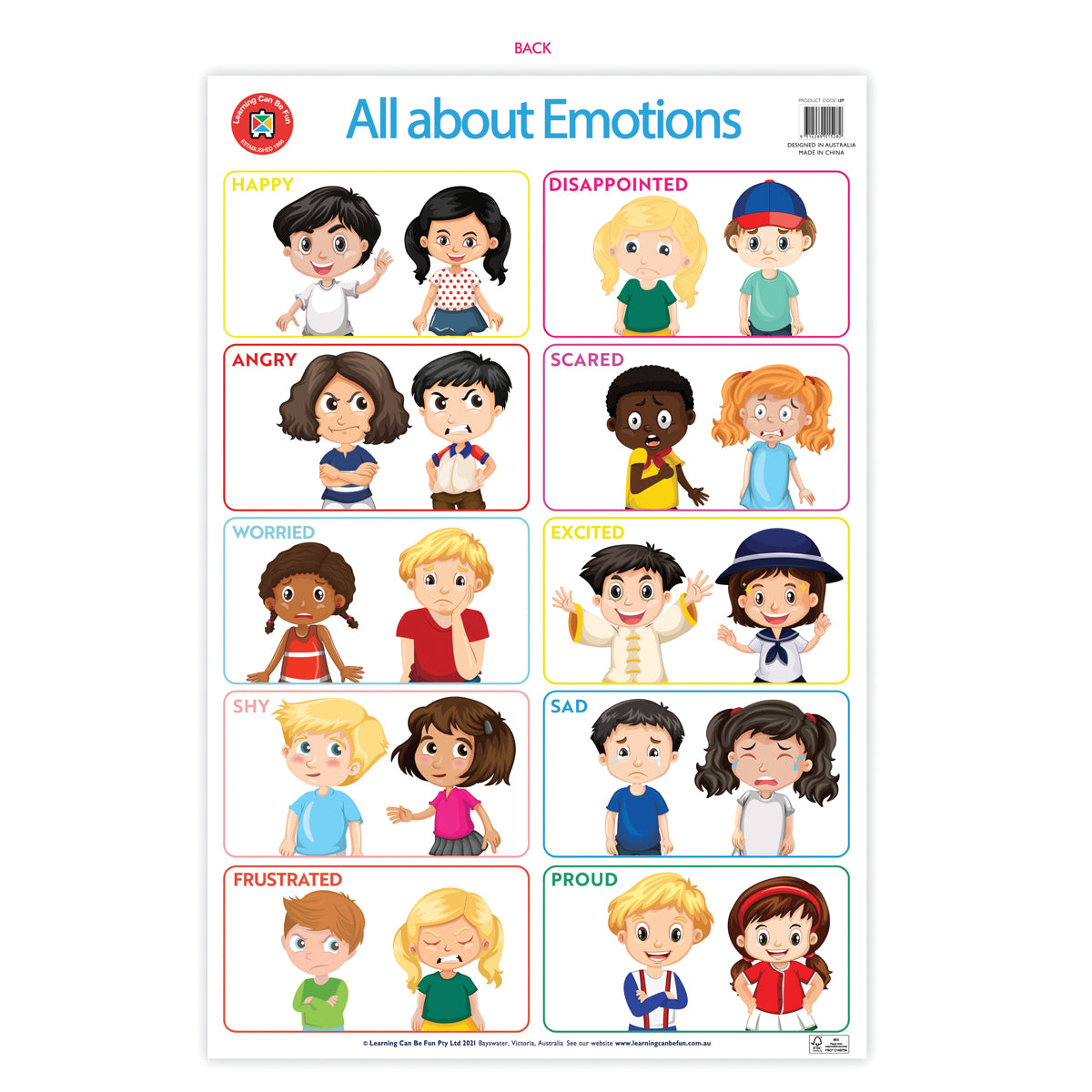 LCBF Wall Chart All About Emotions Poster - Cafe Supply