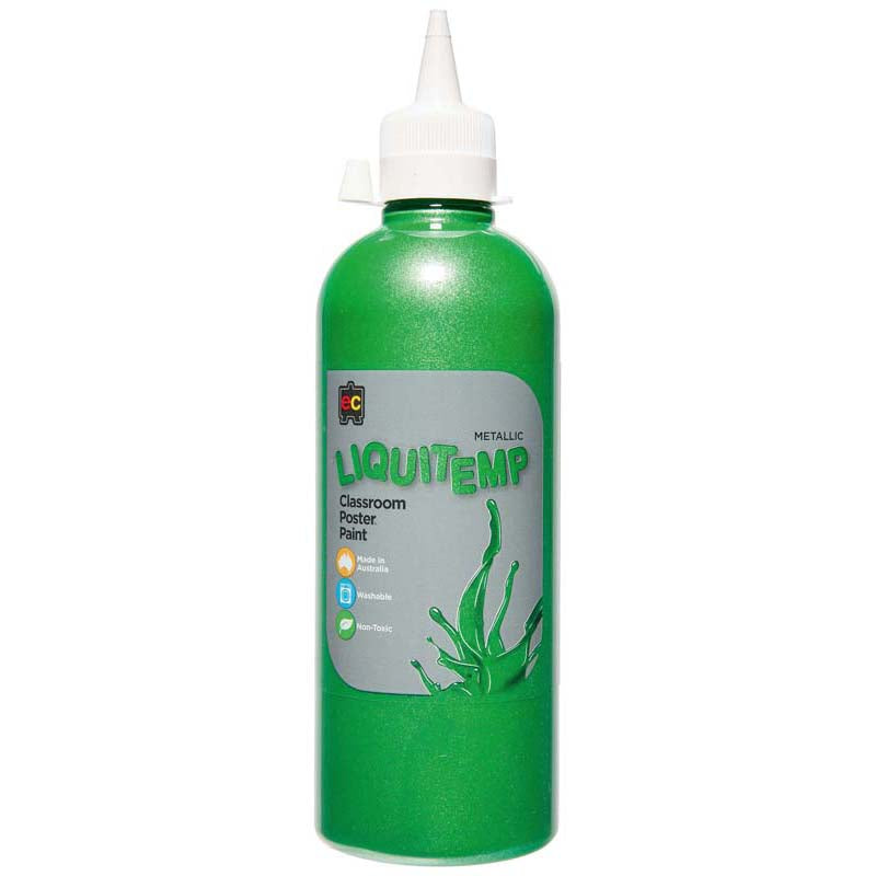 Metallic Liquitemp Poster Paint 500ml Green - Cafe Supply