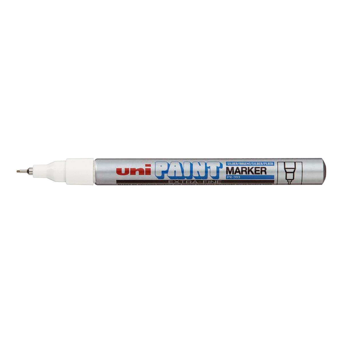 Uni Paint Marker 0.8mm Bullet Tip Silver PX-203 - Cafe Supply