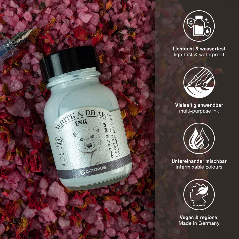 Octopus Fluids Write and Draw Ink 100 White Polar Bear 50ml