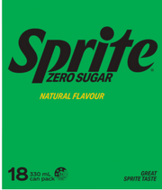 Sprite Zero Sugar Natural Flavour Soft Drink Cans 18 x 330ml