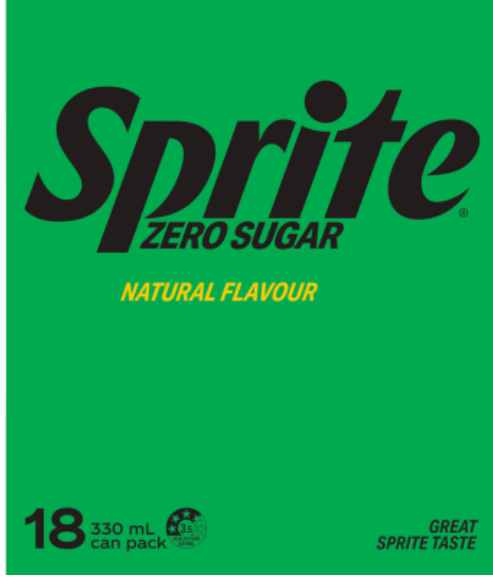 Sprite Zero Sugar Natural Flavour Soft Drink Cans 18 x 330ml