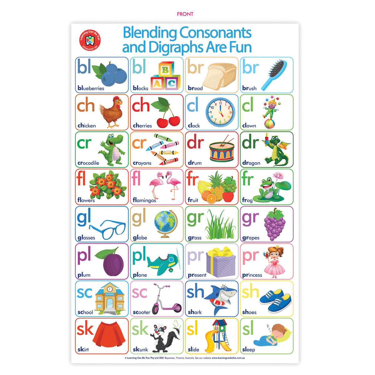 LCBF Wall Chart Blending Consonants and Digraphs Are Fun Poster - Cafe Supply