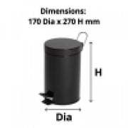 3L Round Black Pedal Bin - Cafe Supply