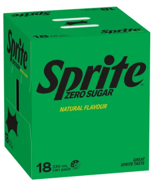 Sprite Zero Sugar Natural Flavour Soft Drink Cans 18 x 330ml