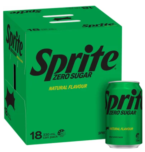 Sprite Zero Sugar Natural Flavour Soft Drink Cans 18 x 330ml